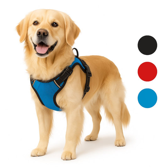 Flamingo Harnas hond – honden tuigje – harnas hond anti trek – hondentuigjes – hondentuig anti trek – balou – blauw – maat xl – a:46-76cm b:80-105cm